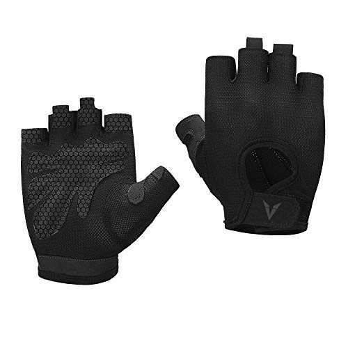 Product Cover Veadoorn Gym Gloves,Unisex Breathable Non-Slip Silica Gel Grip Exercise Gloves Man Women for Sports Cycling Fitness Weight-Lifting Workout Bodybuilding ... (Black, M)