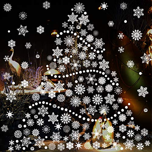 Product Cover TMCCE 232 Piece Christmas Snowflake Window Decal Stickers - Xmas Holiday White Winter Christmas Window Decorations Ornaments Party Supplie