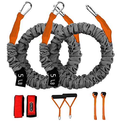 Product Cover Workout Resistance Bands, Resistance Cords for Shoulder Exercise Comes with 2 Same Weight Resistance Tubes, Handles - Ankle Straps - Door Anchor - Carry Bag(Orange-5lbs)