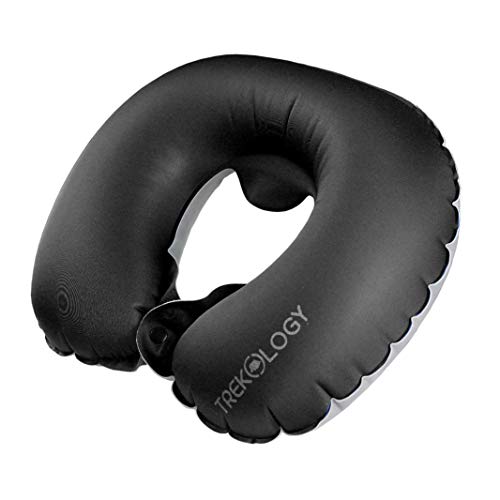 Product Cover TREKOLOGY Inflatable Airplane Pillow, Neck Travel Pillows - Compact Portable Head and Neck Support Pillows in Flight, Small U Shape Headrest Cushion for Best Rest & Sleep While Traveling