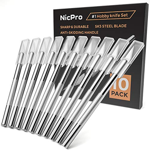 Product Cover Nicpro 10 PCS #1 Precision Cutter Hobby Knife Set, Exacto Refill Craft Art Knife Kit Cutter for Art, Hobby, Scrapbooking,Stencil