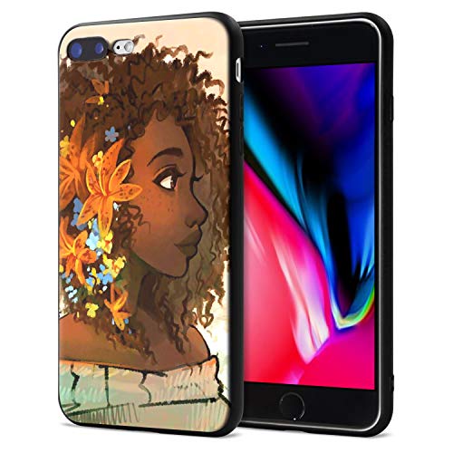 Product Cover iPhone 7 Plus iPhone 8 Plus Case African American Afro Girls Women Slim Fit Shockproof Bumper Cell Phone Accessories Thin Soft Black TPU Protective Apple iPhone 7 Plus Cases (07)