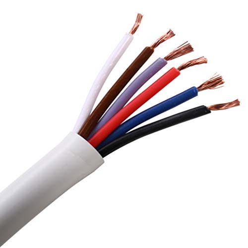 Product Cover UHPPOTE 22 AWG Gauge 6 Conductor Bare Copper Unshielded Alarm Security Burglar Cable Wire (50ft)
