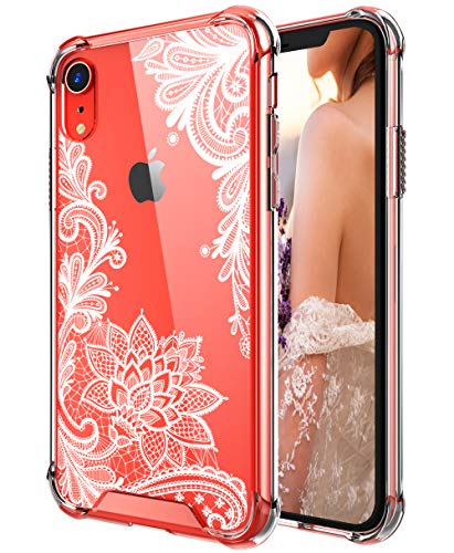 Product Cover Cutebe Case for iPhone XR, Shockproof Series Hard PC+ TPU Bumper Protective Case for Apple iPhone XR 6.1 Inch 2018 Release Crystal Lace Design
