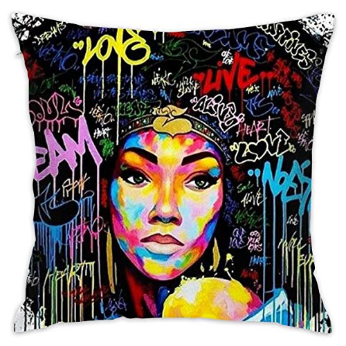 Product Cover SARA NELL Velvet Throw Afro Colorful Hair Pillow Cases,African American Sexy Women Art Painting,Pillow Covers Decorative Pillowcase Cushion Covers with Zipper 18x18 Inches