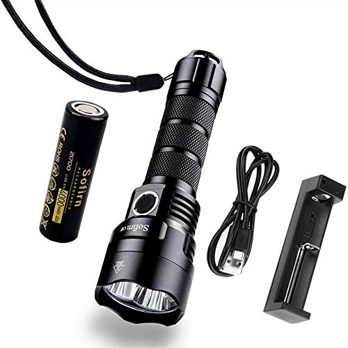 Product Cover Sofirn C8F High 3500 Lumen Powerful Flashlight Rechargeable 21700 Battery (Inserted) or 18650 Battery (Excluded) Tactical Torch 4 Light Groups 3 CREE Led Long Range