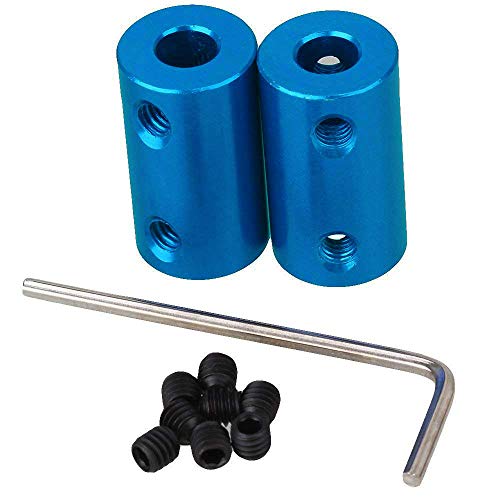 Product Cover IBEUTES Blue 6mm to 6mm Aluminum Shaft Coupling Rigid Coupling Coupler Motor Connector with Spanner Pack 2PCS