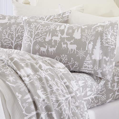 Product Cover Great Bay Home Extra Soft Enchanted Woods 100% Turkish Cotton Flannel Sheet Set. Warm, Cozy, Luxury Winter Bed Sheets. Belle Collection (Queen, Enchanted Woods)