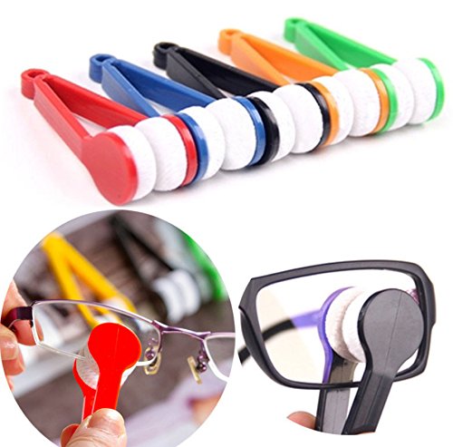 Product Cover LERORO 5 Pcs Mini Sun Glasses Eyeglass Microfiber Spectacles Cleaner Soft Brush Cleaning Tool Mini Microfiber Glasses Eyeglasses Cleaner Cleaning Clip (Random Color)