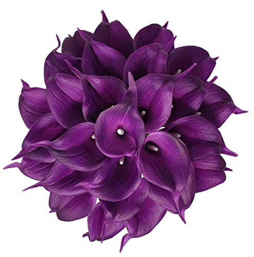 Product Cover FRP Flowers 20 PCS Real Touch Calla Lily Flowers for Artificial Floral Arrangements, Bridal Bouquets, and Home Decor (Regal Purple)
