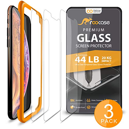 Product Cover rooCASE 3-Pack Screen Protector for iPhone 11 Pro Max/iPhone Xs Max, Reinforced Tempered Glass Screen Protector for iPhone 11 Pro Max/iPhone Xs Max [Case Friendly]