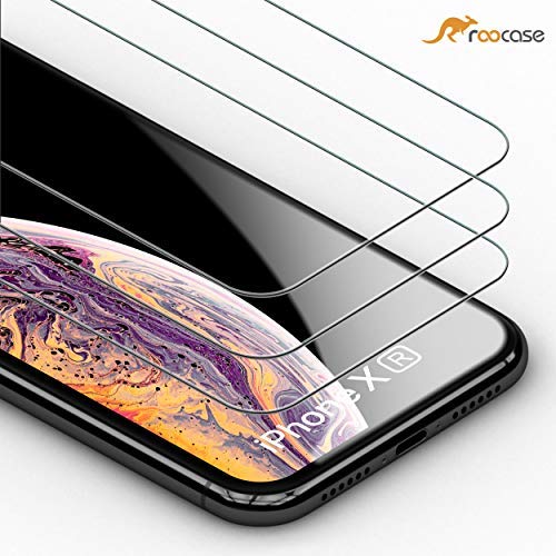 Product Cover rooCASE 3-Pack Screen Protector for iPhone XR, [Force Resistant Up to 44 Pounds] Tempered Glass Screen Protector for iPhone XR 6.1-inch (2018) - 9H Hardness, Easy Installation [Case Friendly]