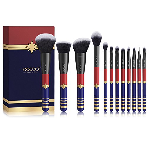 Product Cover Docolor Makeup Brush Set 12 PCs Premium Synthetic Foundation Concealers Brush Blending Makeup Brushes for Face Eye Shadows (Black-Blue)