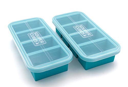 Product Cover Souper Cubes Extra-Large Silicone Freezing Tray with Lid - 2 pack - makes 8 perfect 1cup portions - freeze soup broth or sauce