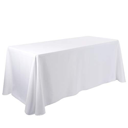 Product Cover Waysle 90x132-Inch Oblong Tablecloth, 100% Polyester Washable Table Cloth 6Ft. Rectangle Table, White