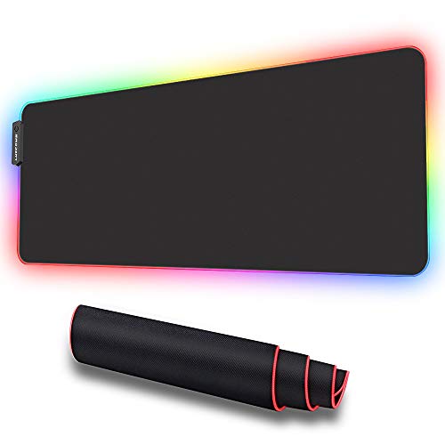 Product Cover LUXCOMS RGB Soft Gaming Mouse Pad Large, Oversized Glowing Led Extended Mousepad ，Non-Slip Rubber Base Computer Keyboard Pad Mat，31.5X 11.8in