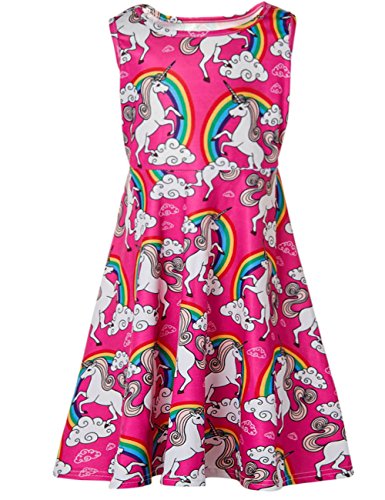 Product Cover Ahegao Girl's Floral Sleeveless Dresses Kids One Piece Sundress for Casual School 4-13 Years Old