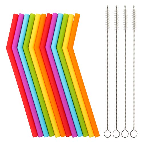 Product Cover Reusable Silicone Straws for Toddlers & Kids - 12 pcs Flexible Short Drink 6.7
