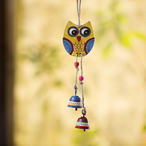 Product Cover ExclusiveLane Owl Motif Indian Home Decorative Door Hanging Metal Wind Chimes (7.6 cm x 3.8 cm x 35.1 cm) - Wall Hanging Décor Wind Chimes with Bells for Living Room Balcony Kid's Room Decoration