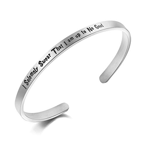 Product Cover Awegift I Solemnly Swear That I Am Up to No Good Harry Potter Stainless Steel Cuff Bracelet for Women