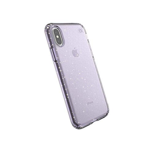 Product Cover Speck Products Compatible Phone Case for Apple iPhone Xs/iPhone X, Presidio Clear + Glitter Case, Geode Purple with Gold Glitter/Geode Purple