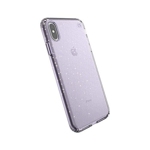 Product Cover Speck Products Compatible Phone Case for Apple iPhone Xs Max, Presidio Clear + Glitter Case, Geode Purple with Gold Glitter/Geode Purple