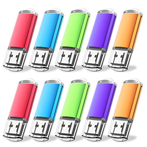 Product Cover JUANWE 10 Pack 16GB USB Flash Drive USB 2.0 Thumb Drive Jump Drive Memory Stick Pen - Blue/Purple/Red/Green/Orange (16GB, 5 Mixed Color)