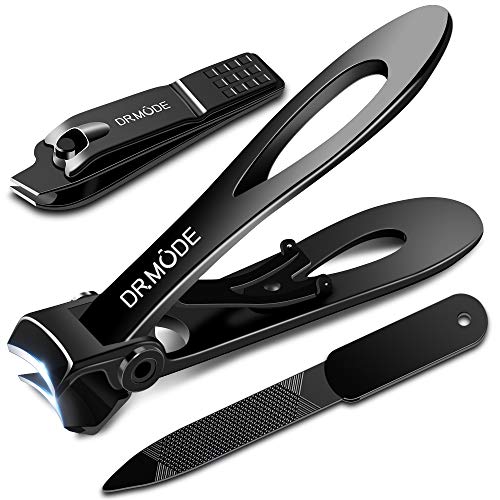 Product Cover Nail Clippers for Thick Nails - DRMODE 15mm Wide Jaw Opening Stainless Steel Fingernail and Toenail Clippers for Thick Nail with Nail File, Slant Edge Cutter for Men & Women Big Set