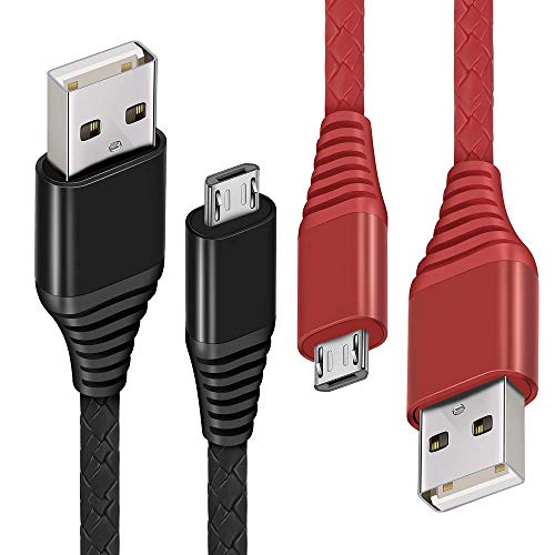 Product Cover Micro USB Cable,2Pack 6Ft 10Ft Extra Long USB Charging Cord,High Speed Durable Android Charger Cable for Samsung Galaxy S7 Edge S6 S5,Note 5,Note 4,Note 2,LG G4,Android Phone,PS4,Camera,Red