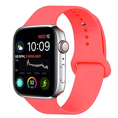 Product Cover MOOLLY for Watch Band 42mm 44mm, Soft Silicone Watch Strap Replacement Sport Band Compatible with Watch Band Series 5 Series 4 Series 3 Series 2 Series 1 Sport & Edition (42mm 44mm S/M,Watermelon Red)