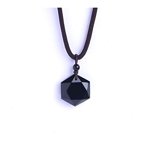 Product Cover MOHICO Obsidian Pendant Necklace Obsidian Crystal Pendant Necklace Pattern with Extend Bead Chain for Men or Women