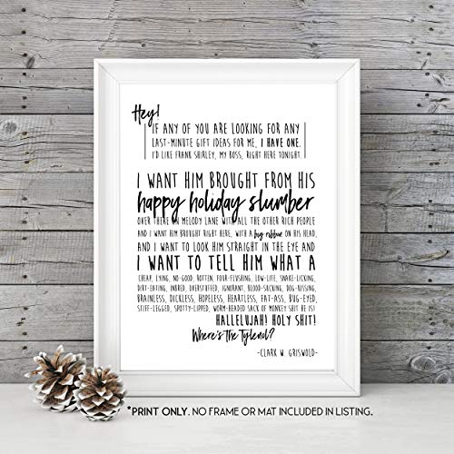 Product Cover Clark Griswold's Epic Speech - National Lampoon's Christmas Vacation Movie Quote - Unframed 11x14 Art Print - Great Holiday Gift