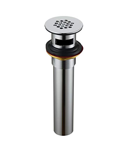 Product Cover Purelux Grid Drain Strainer Assembly with Overflow for Bathroom Sink, Made of Brass Chrome Finish