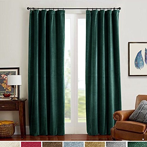 Product Cover Velvet Curtains Green Panels Temperature Control Room Darkening Super Soft Luxury Drapes Home Decor for Bedroom Curtain Rod Pocket Light Blocking Privacy Protect for Party/Dining Room 2 Panels 84 Inch