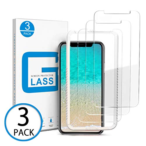 Product Cover Marge Plus Compatible with iPhone Xs Max Screen Protector, [3 Packs] 0.25mm Tempered Glass Screen Protector Anti-Scratch Case Friendly 2.5 D Curved Edge 6.5 Inch with 99% Touch Accurate