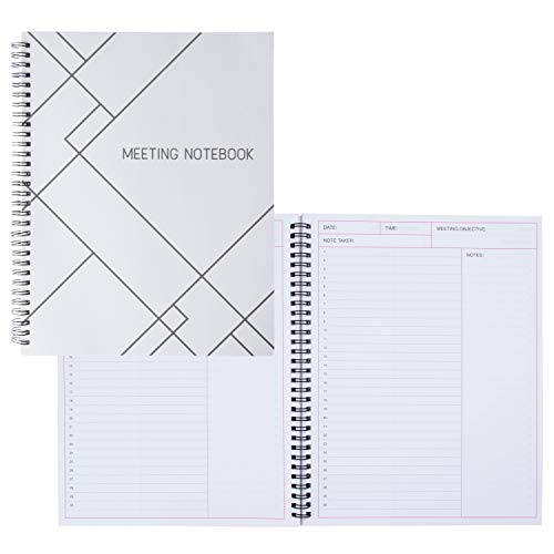Product Cover Meeting Notebook- 2-Pack Meeting Book for Notes Taking, Meeting Journal, Business Planner, 80 Sheets Each, White, 11 x 8.5 Inches