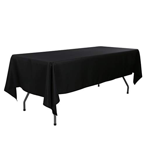 Product Cover Waysle 60 x 126-Inch Rectangular Tablecloth, 100% Polyester Washable Table Cloth for 8Ft. Rectangle Table, Black