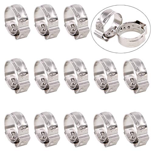 Product Cover Swpeet 35Pcs 12.8-15.3mm 304 Stainless Steel Single Ear Hose Clamps, Crimp Hose Clamp Assortment Kit Ear Stepless Cinch Rings Crimp Pinch Fitting Tools Perfect for Automotive, Home Appliance Line