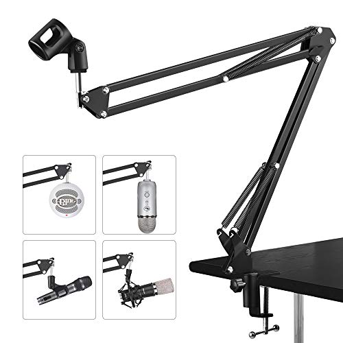 Product Cover Adjustable Microphone Suspension Boom Scissor Arm Stand Made of Durable Steel with Table Mounting Clamp Suitable for Blue Yeti Snowball Microphone By Earamble