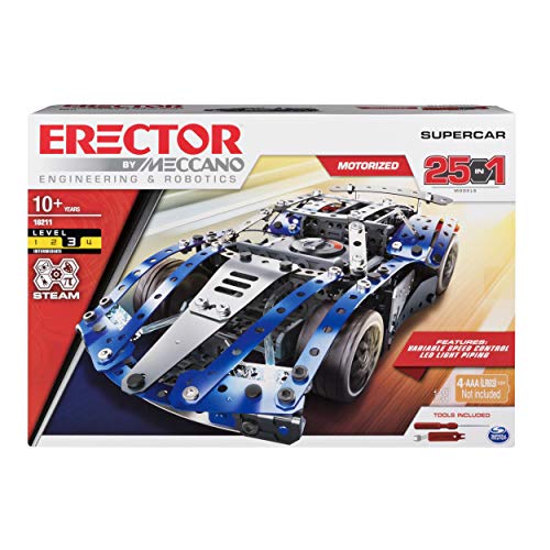 Product Cover Erector by Meccano Supercar 25-in-1 Model Vehicle Building Kit, STEM Education Toy for Ages 10 & Up