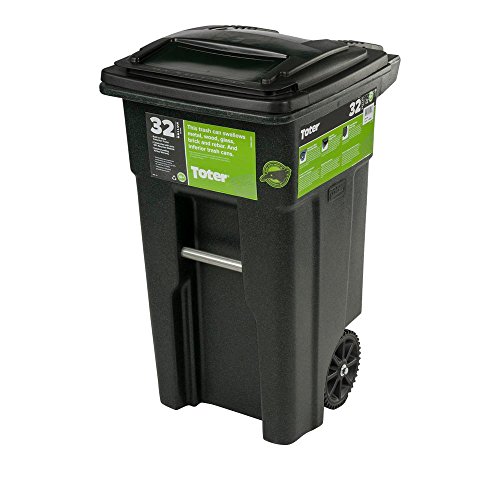 Product Cover 32 Gal. Green Trash Sealed Stop Bar Journals Can with Wheels and Attached Lid