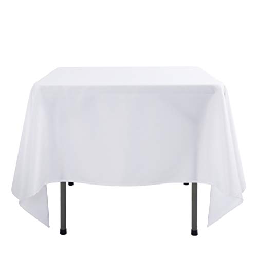 Product Cover Waysle 70 x 70-Inch Square Tablecloth, 100% Polyester Washable Table Cloth for Square or Round Table, White
