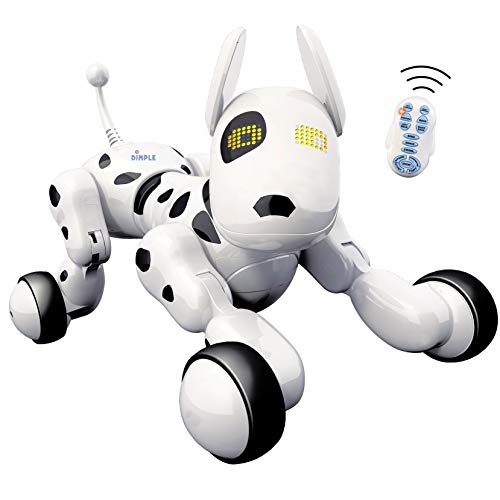 Product Cover Dimple Interactive Robot Puppy With Wireless Remote Control RC Animal Dog Toy That Sings, Dances, Eye Mode, Speaks for Boys/Girls, Perfect Gift for Kids.