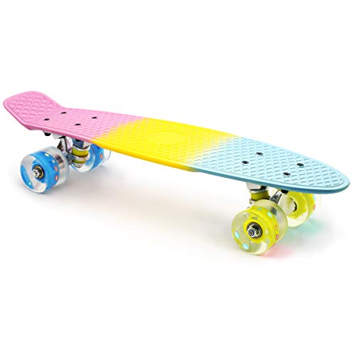 Product Cover M Merkapa Skateboards with Colorful LED Skateboard Wheels - Great Skateboards for Kids to Adults, Beginners to Skateboarders(Multi-Colored)