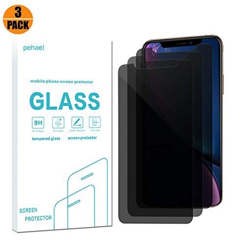 Product Cover pehael Privacy Screen Protector for iPhone Xr, 9H Hardness Anty- Spy Tempered Glass, 3D Touch, Easy Install[6.1 inch](3 Pack)