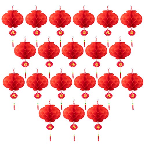 Product Cover Favide 20 Pieces 10 Inch Chinese Red Paper Lanterns Festival Decorations for New Year, Spring Festival, Wedding and Restaurant
