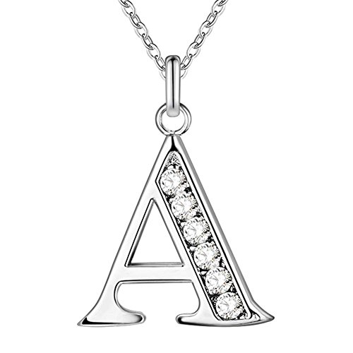 Product Cover Academyus Simple Shiny Zircon 26 English Letters Pendant Women Men Necklaces Jewelry Gift A