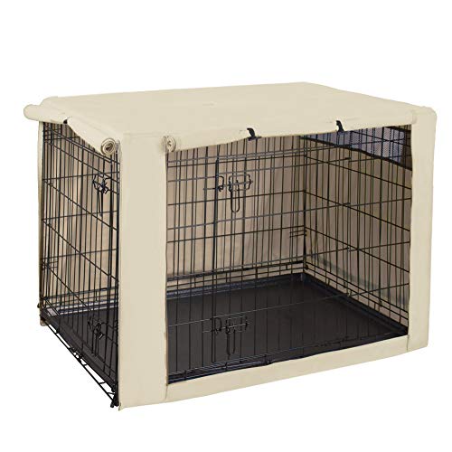 Product Cover HiCaptain Polyester Dog Crate Cover - Durable Windproof Pet Kennel Cover for Wire Crate Indoor Outdoor Protection (42 inches, Light Tan)