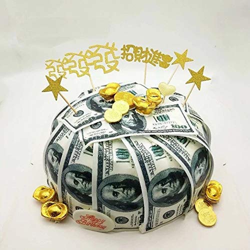Product Cover 24 Precut 100 Dollar Bill Edible Money Image Wafer Paper for Cake Decorating Cupcake Decorations. Precut Edible Paper Fake Money.
