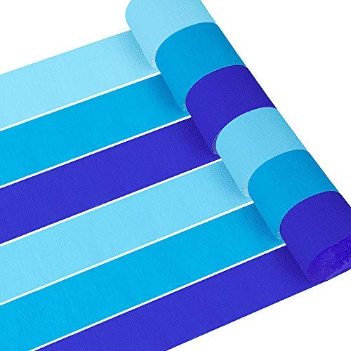 Product Cover Coceca 12 Rolls 82ft Baby Blue Crepe Paper Streamers, 3 Colors, for Birthday Party, Class Party, Family Gathering, Thanksgiving, Christmas Decoration
